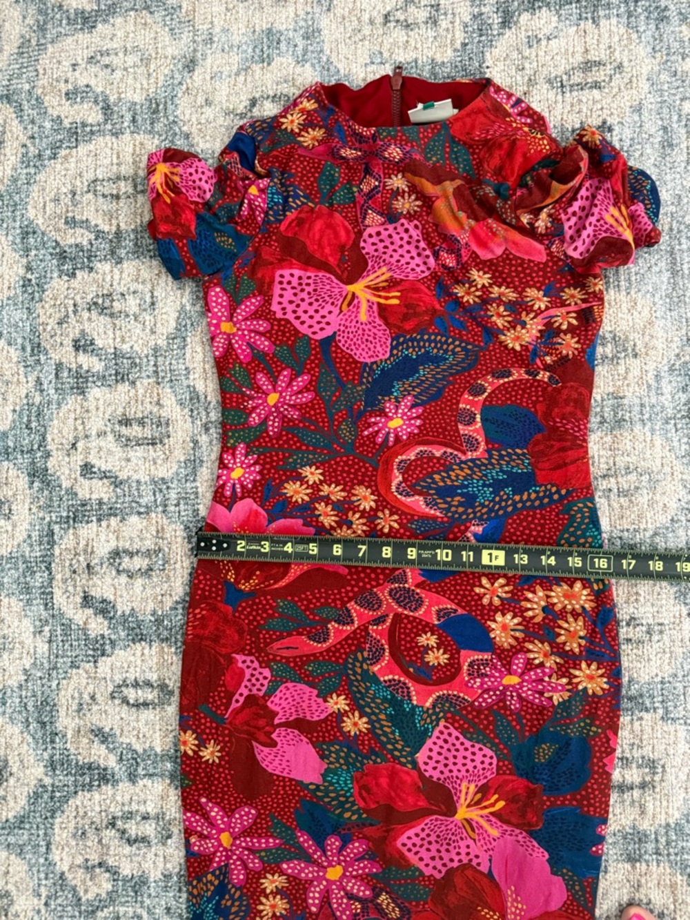 Farm‎ Rio Snake Garden Red Floral Jersey Midi Dress Medium Great Condition - Picture 8 of 8